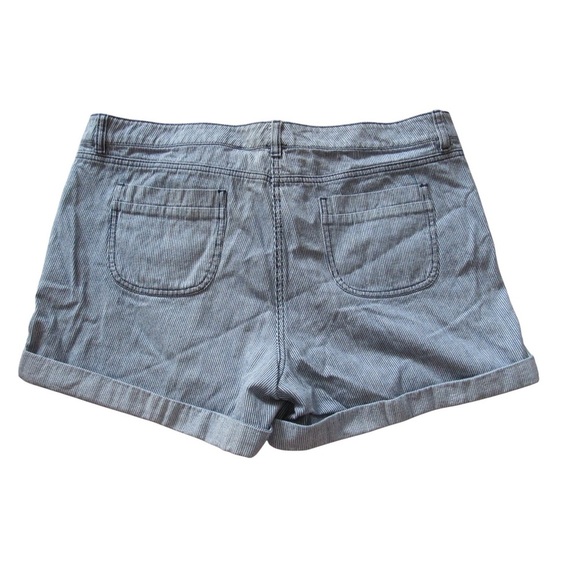 LOFT Blue White Striped Cotton Shorts 14 Soft Pockets Cuffed Nautical Coastal - Picture 2 of 8